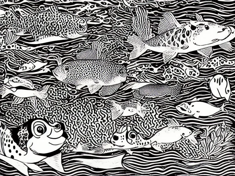 Buntes Aquarium mit Fischen und Wasserpflanzen