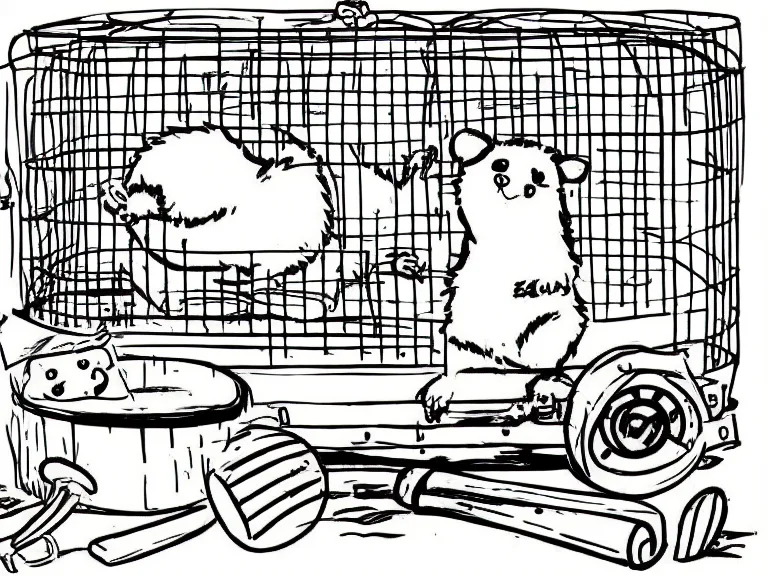 Hamster im artgerechten Käfig mit Laufrad