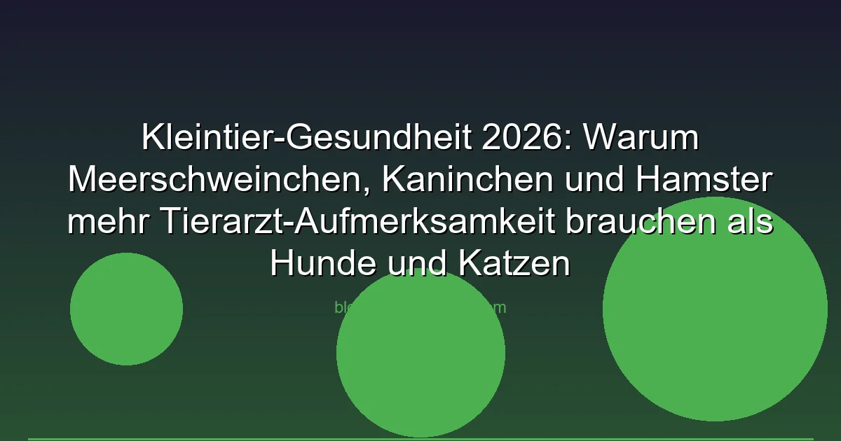 Kleintier-Gesundheit 2026: Warum Meerschweinchen, Kaninchen und Hamster mehr Tierarzt-Aufmerksamkeit brauchen als Hunde und Katzen