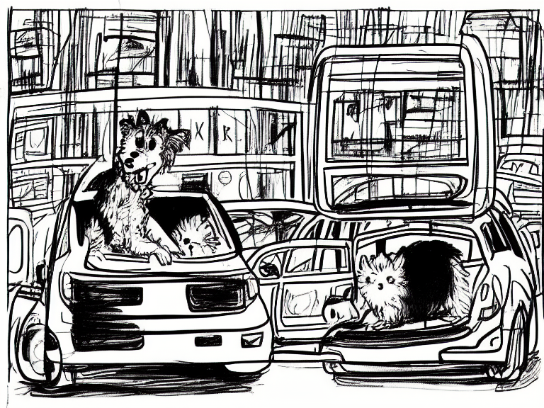Hund in sicherer Transportbox im Auto